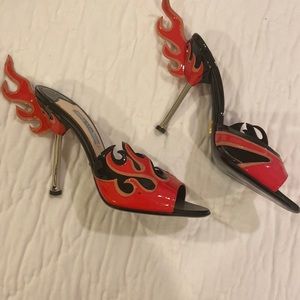 Prada Red and Black fire heels from a coveted collection.